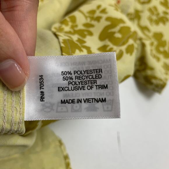 Orvis Shirt Women M Medium Chartreuse Outdoor Outfitters Floral Button Up Collar - Picture 9 of 12